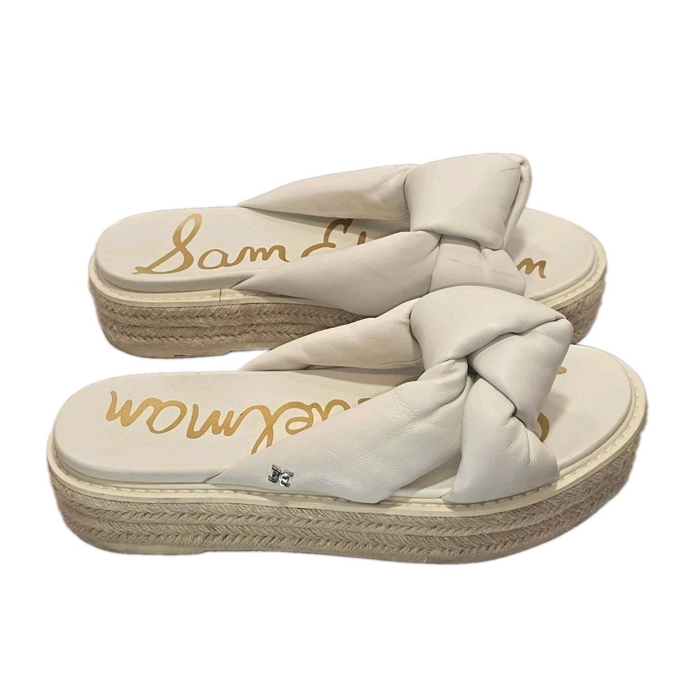 Sam Edelman Kory  Women's Sz.9 White Knot Vamp Jute Espadrilles Platform Sandals